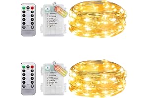 2 stycken ljusslingor med timer och fjärrkontroll, liten ljusslinga för inomhusbruk med batteri, 5 m, 50 LED, IP65, vattentät