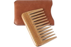 Onedor Peignes à cheveux en bois de santal vert 100 % naturel - Antistatique - Parfum bois de santal naturel - Peigne démêlant en bois (peigne de poche extra larges)