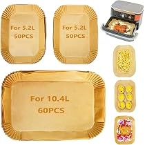 Papier Cuisson Pour Air Fryer - 150 Feuilles Jetables - Forme Bol, 22 Cm - Compatible Ninja AF500EU, Cecotec 9000 - Résiste Jusqu'à 220°C - 6