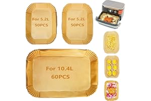 KAIWUQN 160pcs papier cuisson air fryer ninja 10,4l, Papier Cuisson pour Ninja Foodi Flex Air Fryer AF500EU,Doublure en Papier Jetable Air Fryer Accessoires For Ninja AF500EU (160pcs)