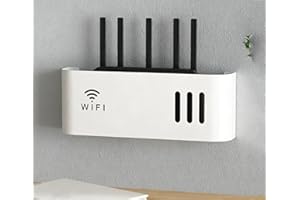 PZPIUGY Pared Wi-Fi Router Caja de Almacenamiento Estante Flotante estante de almacenamiento de pared para sala de estar TV Set-Top Rack Caja de Cables Decorativa (Color:White)
