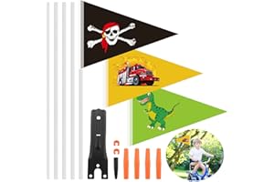 LETS JOY Joy 3 Piezas Banderín para Bicicleta, Banderín de Seguridad Ajustable, Generic Bandera de Bicicleta con Varilla