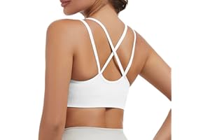 Nabawa Strappy Sports Bras for Women Crisscross Back Medium Support Yoga Bra Unpadded Gym Workout Fitness Crop Top