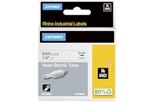 DYMO 6mm RhinoPRO Heat shrink tubes - Cintas para impresoras de etiquetas (D1, Negro sobre blanco, Caja, Bélgica)
