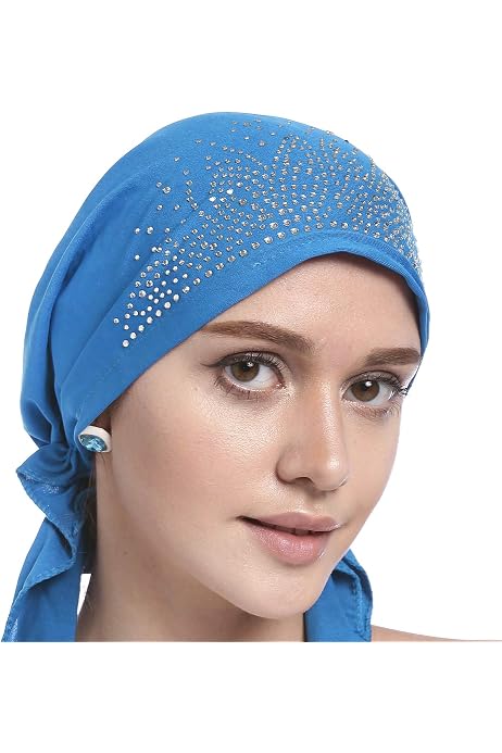 Turbante Donna Pre-legato Con Perline - Sciarpa Copricapo Morbido Chemio