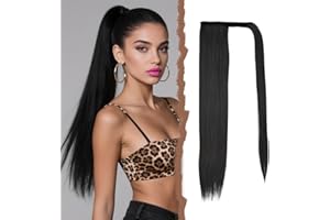 Mulaibdin Coda Capelli Extension Lisci, Code Finte per Capelli Nero, Capelli Finti Donna Coda, Extension Capelli Lunghi 60cm, Coda di Cavallo Extensions
