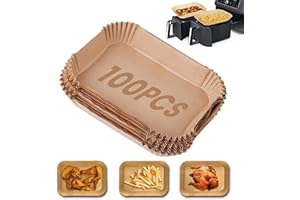 GOPAW Papier Cuisson Air Fryer, Lot de 100 Papier Cuisson Air Fryer Paper Liner - Air Fryer Feuilles de Papier Compatibilité avec Ninja Dual - 8,7 Pouces Papier Parchemin Pour Friteuse à Air