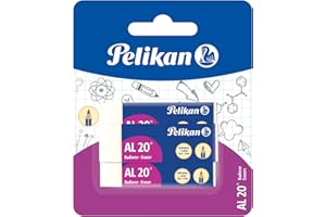 Pelikan® Gumki do Ścierania AL.20 | Zestaw 3 sztuk | Ołówkowa Kosta do Wycierania | Do Mazania Grafitu Szkoły Pracy Biura | Wyprawka Szkolna | Komfortowe i Gładkie Zmazywanie | Gumki do ołówka | Biała