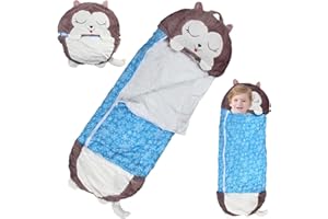 Sac de Couchage Enfant, ZoneYan 2 en 1 Oreiller de Sac de Couchage, Sac de Couchage Pliable pour Animaux, Sac de Couchage Doux et Chauds pour Fille et Garçon, 125x46 cm