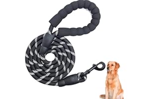 KAWAOLOGY Guinzaglio per cani resistente, guinzaglio da addestramento da con gancio girevole con serratura, maniglia imbottita e fili altamente riflettenti per Cani Taglia Grande,Media e Piccola