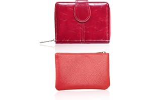 MAXQUU 2-częściowy portfel, portfel z poliuretanu z wieloma przegródkami na karty, kwadratowa torebka, o dużej pojemności, wielofunkcyjny uchwyt na karty (kolor burgundowy, czerwony), czerwony,