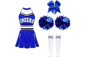 Doomiva Mädchen Cheer Leader Kostüm Karneval Fashingskotüm Zweiteiler Tanzbekleidung Set Crop Top und Minirock SportlichTanzanzug