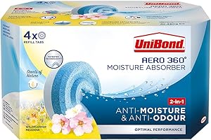 UniBond AERO 360° Moisture Absorber Wildflower Meadow Refill Tab, Aromatherapy, Ultra-Absorbent and Odour-Neutralising, for AERO 360° Dehumidifier, Condensation Absorbers, Twin Pack (2 x 450g)