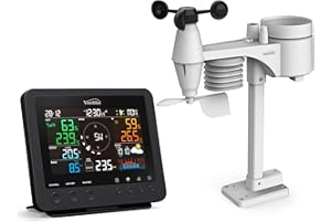 Youshiko YC9466 Weather Station (Official 2025 UK Version) RC Professional 7-in-1 Wireless Sensor, Wind speed & direction, Rainfall Temperature, Humidity, UV index, Light intensity reading