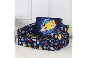 PWTJ Kid Sofa Chair, Children 2 in 1 Flip Open Foam Sofa Bed for Kid Birthday Gift (blue)