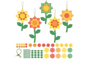 LAMEK 12 pezzi Artigianato Creativo per Bambini, Kit Fai da te Girasole. Attività di Bricolage, Decorazione di Girasoli, Kit di Fiori Fatti in Casa EVA, Regalo di Compleanno per Ragazze