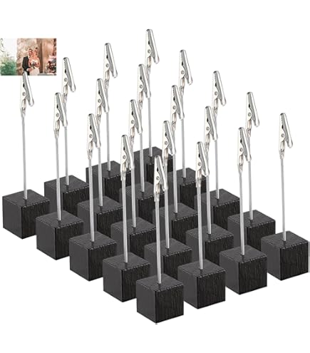 Porta Segnaposto E Foto Con Clip | 22 Pezzi In Legno E Metallo | Per Ufficio, Matrimoni E Decorazioni Casa - Foto 3