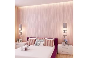 Anttyscar Striped Wallpaper Modern 3D Embossed Pink Wallpaper Mix Plain Thick Textured Wallpapers for Bedroom Adults Teenager Living Room Lounge Hallway Hall