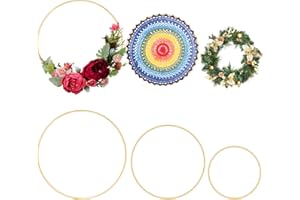Cosysparks Metal Rings for Craft, 6 Pcs Metal Floral Hoop 10cm 15cm 20cm Dreamcatcher Rings Gold Round Hoops for Dream Catchers Festival Wreaths Macrame DIY Handcraft (Gold)