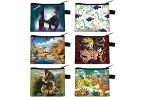SIMMPU 6 Pcs Dinosaure Portefeuille Porte Monnaie pour Enfant, Dino Dessin Animé Portefeuille Porte Monnaie Enfant Bourse Wallet Porte Carte Portefeuille Cadeau pour Enfant Garçons Filles