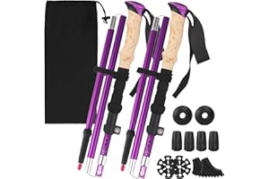WUSUPU Bastoni da Trekking Alluminio,bastoncini da passeggio pieghevoli 115-135 cm,bastoncini da nordic walking,per donna e uomo,leggeri ed estensibili,con 5 Paia di Cuscinetto,per trekking ed escursionismo