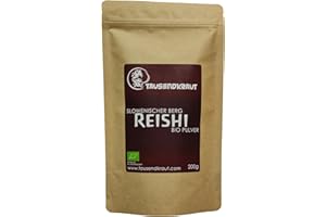 ‎TAUSENDKRAUT FÜR MEHR LEBENSQUALITÄT! Reishi BIO Pulver - 200g - Aus den Bergen Sloweniens - Hohe Produktsicherheit - EU Herstellung - Nachhaltig und natürlich - Deutsche Marke