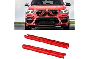 TTCR-II 2PCS Grille Insert Trims Stripe Compatible with V Brace Covers Grille Cover Guard X3 F25 G01/X4 F26 G02/X5 E70 F15 F85 G05/X6 E71 F16 F86 G06/X7 G07 Front Grille Trim Cover (Red)