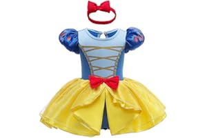FMYFWY Costume Carnevale per Neonata Vestito da Principessa Pagliaccetto per Bimba Bambina Body Festa Compleanno Halloween Cosplay Natale Abiti con Archetto