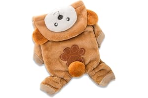 Galatée Kleine Hunde-Overall, Niedliche Haustierkleidung Winter Warmer Mantel Für Kleine Und Mittlere Haustiere, Haustier-Overalls Gemütliche, Winter-Welpen-Mäntel Jacke（XS, Braunbär