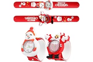 DERAYEE 2 Pack Christmas Slap Bracelets, Christmas Silicone Watch Kids Slap Snap Bands Wristbands for Xmas Gifts Party Bag Fillers Classroom Prizes