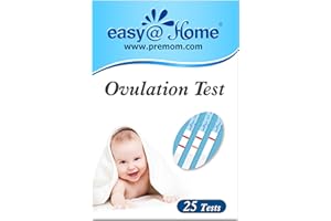 Easy@Home 25 x Ovulation Test Strips, Ovulation Predictor Kit, Powered by Premom Ovulation Predictor iOS and Android App, 25 LH Strips