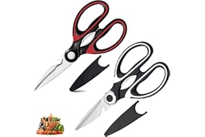 QZLSAYSL Forbici Da Cucina Universali Con Coperchio Protettivo Per L'uso Quotidiano, Forbici In Acciaio Inox Lavabili In Lavastoviglie Con Impugnatura Confortevole, Rosso +nero (Rosso +nero)