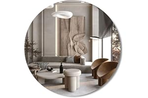 GOLD&CHROME UNIQUE DESIGN Krystaliczne Lustro Ścienne, Okrągłe, Bez Ramy, 100 cm x 100 cm x 1 cm, Krawędź C-Kant, Nowoczesne, Minimalistyczne