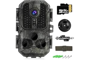 CARSEATTY Wildkamera, 4K 32MP Wildkameras Wildtierkamera mit Bewegungsmelder Nachtsicht Draussen Fotofallen Kamera aufzeichnung Tiere tierbeobachtungskamera Nachtsichtkamera mit 64G SD Speicherkarte