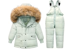 Baogaier Enfant Combinaison de Neige Hiver Garçons Filles 2 Pièce Ensemble Ski Veste de Duvet à Capuche + Pantalon Salopette Doudoune Manteau Imperméable Vetement Tenue Bébé Garçon Fille 1 2 3 4 5 ans