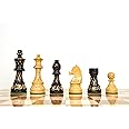 PALM ROYAL HANDICRAFTS Carved 3.75" Inches BONIZED Staunton Wooden Chess Pieces only with 32 Chessmen and 2 Extra Queens Made of Boxwood .King Size - 3.75" inches (Weighted)