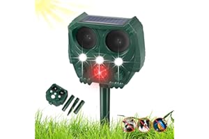 GLINTDLIUNOVIP Cat Repellent, Garden Cat Deterrents, Ultrasonic Animal Repellent, USB & Solar Powered Waterproof Outdoor Animal Repeller, Motion Sensor and Flashing Light Pest Repeller, Squirrels Cats Rats