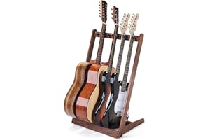 Musbeat Gitarrenständer für mehrere Gitarren, Hartholz Multi Gitarrenständer für 3 Akustikgitarre, 5 elektrische oder Bass, 5 Gitarrenständer Rack für Männer, Holz Gitarrenständer für Studio, Zuhause