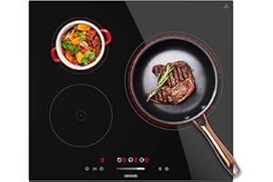 Cecotec Placa Vitrocerámica 3 Zonas Bolero Squad V 3100, 5700W, Control Táctil, 9 Niveles, Triple Anillo, Temporizador Individualizado, Indicador Calor Residual, Bloqueo Seguridad para Niños