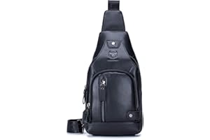 FANDARE Zaino Monospalla Pelle Borsa a tracolla Uomo Zainetto Sling Bag Borsello a tracolla Zaino Spalla Borsa a Spalla per Trekking Ciclismo Viaggio Sports Durevole Impermeabile Nero