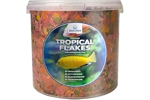 Sakana Tropical Flakes | Premium Quality Aquatic Fish Food Mixture | Healthy and Nutritious all-round Feed for Pond-Dwelling Life | High Protein, Great Source of Vitamins & Easily Digestible (1L)