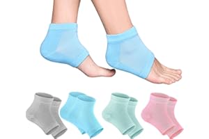VPB 4 pares de calcetines de gel para talón, calcetines hidratantes suaves, con forro de gel, calcetines sin dedos, cómodos, suaves, ventilados, hidratantes, adecuados para el cuidado de la piel, secos y