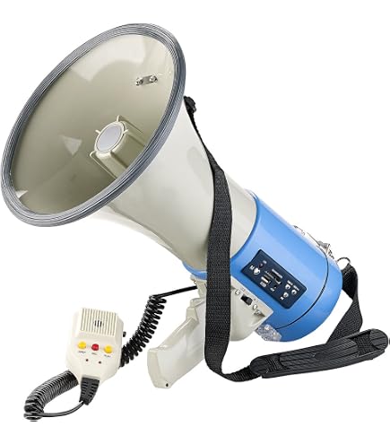 Megafono MONACOR TM-11 – 15W, 100 DB, Microfono Integrato, Sirena, Colore Bianco