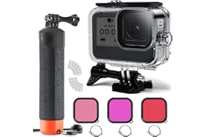 FitStill Wodoszczelna obudowa do nurkowania 60 m, z 3 filtraminurkować i ruchomym uchwytem, odpowiednia do Go Pro Hero 8 Black