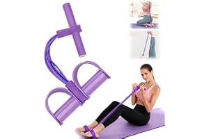DORIMI Bande de Résistance Musculation 6 Tubes avec Pédale – Élastique Sport Maison Fitness, Extenseur Élastique avec Poignées Antidérapantes pour Abdominaux et Entraînement Complet