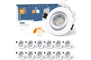 wowatt 12-pack LED infälld spotlight, 230V, 3-stegs dimbar, LED-spots, 68 mm hålmått