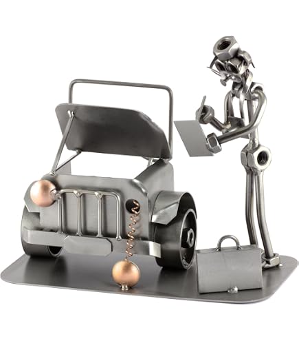 Steelman24 Omino Di Viti Fabbro Con Organizer Da Ufficio E Piastra Incisione Personalizzata (max 80 Caratteri), Soprammobile In Metallo Idea Regalo Originale - 2