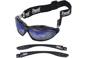 Rapid Eyewear Moritz Polarised Safety SPORTS SUNGLASSES & SKI GOGGLES with Interchangeable Side Arms & Strap. For Men & Women. Ideal Cycling, Snowboard, Glacier, Winter Snow and Motocross Glasses