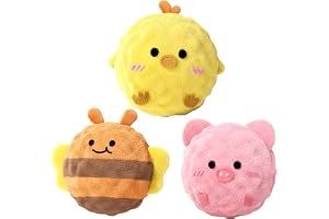 Striegro 3-pack mjuka bollar för hundar, rolig hund pipig boll med oregelbunden studs, plysch hundleksak för tuggning, intera