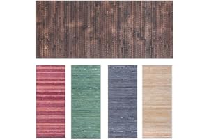 parpyon® Tappeto cucina Antiscivolo Lavabile BAMBOO passatoia al metro tappeto multiuso Finitura decapata shabby Chic tappeti bagno in legno resistente (180 CM, MARRONE ANTICO)